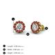 3 - Bernice Round Diamond and Red Garnet Stud Earrings 