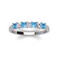 3 - Erica 3.00 mm Princess Cut Blue Topaz and Diamond 7 Stone Wedding Band 