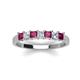 3 - Erica 3.00 mm Princess Cut Rhodolite Garnet and Diamond 7 Stone Wedding Band 