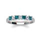 3 - Erica 3.00 mm Princess Cut Blue and White Diamond 7 Stone Wedding Band 