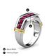 5 - Brad Round Rhodolite Garnet 7 Stone Men Wedding Ring