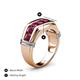 5 - Brad Round Rhodolite Garnet 7 Stone Men Wedding Ring