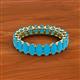3 - Amelia 5x3 mm Oval Shape Turquoise Side Gallery Work Eternity Band 