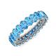 4 - Amelia 5x3 mm Oval Shape Blue Topaz Side Gallery Work Eternity Band 