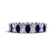 1 - Amelia 5x3 mm Oval Shape Blue Sapphire and Diamond Side Gallery Work Eternity Band 
