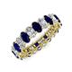 3 - Amelia 5x3 mm Oval Shape Blue Sapphire and Diamond Side Gallery Work Eternity Band 