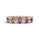 1 - Amelia 5x3 mm Oval Shape Pink Tourmaline and Diamond Side Gallery Work Eternity Band 