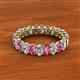 2 - Amelia 5x3 mm Oval Shape Pink Tourmaline and Diamond Side Gallery Work Eternity Band 