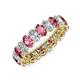 3 - Amelia 5x3 mm Oval Shape Pink Tourmaline and Diamond Side Gallery Work Eternity Band 