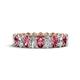 1 - Amelia 5x3 mm Oval Shape Pink Tourmaline and Diamond Side Gallery Work Eternity Band 