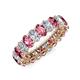 3 - Amelia 5x3 mm Oval Shape Pink Tourmaline and Diamond Side Gallery Work Eternity Band 