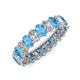 3 - Amelia 5x3 mm Oval Shape Blue Topaz and Diamond Side Gallery Work Eternity Band 