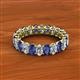 2 - Amelia 5x3 mm Oval Shape Iolite and Diamond Side Gallery Work Eternity Band 