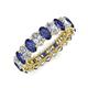 3 - Amelia 5x3 mm Oval Shape Iolite and Diamond Side Gallery Work Eternity Band 
