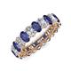 3 - Amelia 5x3 mm Oval Shape Iolite and Diamond Side Gallery Work Eternity Band 