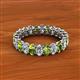2 - Amelia 5x3 mm Oval Shape Peridot and Diamond Side Gallery Work Eternity Band 