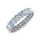 3 - Amelia 5x3 mm Oval Shape Aquamarine and Diamond Side Gallery Work Eternity Band 