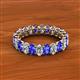 2 - Amelia 5x3 mm Oval Shape Tanzanite and Diamond Side Gallery Work Eternity Band 