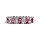 1 - Amelia 5x3 mm Oval Shape Pink Tourmaline and Diamond Side Gallery Work Eternity Band 
