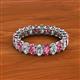 2 - Amelia 5x3 mm Oval Shape Pink Tourmaline and Diamond Side Gallery Work Eternity Band 