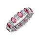 3 - Amelia 5x3 mm Oval Shape Pink Tourmaline and Diamond Side Gallery Work Eternity Band 