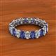 2 - Amelia 5x3 mm Oval Shape Iolite and Diamond Side Gallery Work Eternity Band 