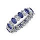 3 - Amelia 5x3 mm Oval Shape Iolite and Diamond Side Gallery Work Eternity Band 