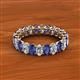 2 - Amelia 5x3 mm Oval Shape Iolite and Diamond Side Gallery Work Eternity Band 