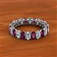 2 - Amelia 5x3 mm Oval Shape Rhodolite Garnet and Diamond Side Gallery Work Eternity Band 