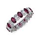 3 - Amelia 5x3 mm Oval Shape Rhodolite Garnet and Diamond Side Gallery Work Eternity Band 