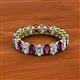 2 - Amelia 5x3 mm Oval Shape Rhodolite Garnet and Diamond Side Gallery Work Eternity Band 