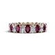 1 - Amelia 5x3 mm Oval Shape Rhodolite Garnet and Diamond Side Gallery Work Eternity Band 