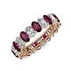 3 - Amelia 5x3 mm Oval Shape Rhodolite Garnet and Diamond Side Gallery Work Eternity Band 