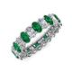 3 - Amelia 5x3 mm Oval Shape Emerald and Diamond Side Gallery Work Eternity Band 
