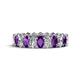 1 - Amelia 5x3 mm Oval Shape Amethyst and Diamond Side Gallery Work Eternity Band 
