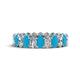 1 - Amelia 5x3 mm Oval Shape Turquoise and Diamond Side Gallery Work Eternity Band 