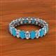 2 - Amelia 5x3 mm Oval Shape Turquoise and Diamond Side Gallery Work Eternity Band 