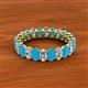 2 - Amelia 5x3 mm Oval Shape Turquoise and Diamond Side Gallery Work Eternity Band 