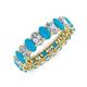 3 - Amelia 5x3 mm Oval Shape Turquoise and Diamond Side Gallery Work Eternity Band 