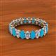 2 - Amelia 5x3 mm Oval Shape Turquoise and Diamond Side Gallery Work Eternity Band 
