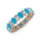3 - Amelia 5x3 mm Oval Shape Turquoise and Diamond Side Gallery Work Eternity Band 