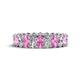 1 - Amelia 5x3 mm Oval Shape Pink Sapphire and Lab Grown Diamond Side Gallery Work Eternity Band 