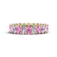 1 - Amelia 5x3 mm Oval Shape Pink Sapphire and Lab Grown Diamond Side Gallery Work Eternity Band 