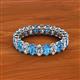 2 - Amelia 5x3 mm Oval Shape Blue Topaz and Lab Grown Diamond Side Gallery Work Eternity Band 