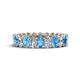 1 - Amelia 5x3 mm Oval Shape Blue Topaz and Lab Grown Diamond Side Gallery Work Eternity Band 
