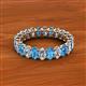 2 - Amelia 5x3 mm Oval Shape Blue Topaz and Lab Grown Diamond Side Gallery Work Eternity Band 