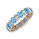 3 - Amelia 5x3 mm Oval Shape Blue Topaz and Lab Grown Diamond Side Gallery Work Eternity Band 