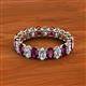 2 - Amelia 5x3 mm Oval Shape Rhodolite Garnet and Lab Grown Diamond Side Gallery Work Eternity Band 