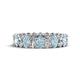 1 - Amelia 5x3 mm Oval Shape Aquamarine and Lab Grown Diamond Side Gallery Work Eternity Band 