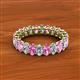 2 - Amelia 5x3 mm Oval Shape Pink Sapphire and Lab Grown Diamond Side Gallery Work Eternity Band 